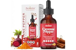OXIVENTRA Cayenne Pepper Drops Liquid Supplement Smooth & Sweet Herbal Liquid + Hawthorn Berry, Vitamin D3 K2 Beet Root Powder, Ceylon Cinnamon, Turmeric Curcumin, Organic Panax Ginseng - 2fl oz