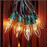 Minetom C9 Clear Christmas String Lights, 25FT 25 Bulbs Bright & Warm Outdoor Christmas Lights, Long Life C9 String Lights for Tree Patio Gazebo Wreath, Green Wire