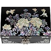 February Mountain Mother of Pearl Small Jewelry Box with mirror lid, Jewelry Storage Organizer for Earring, Necklace, Rings, Bracelet & Accessories