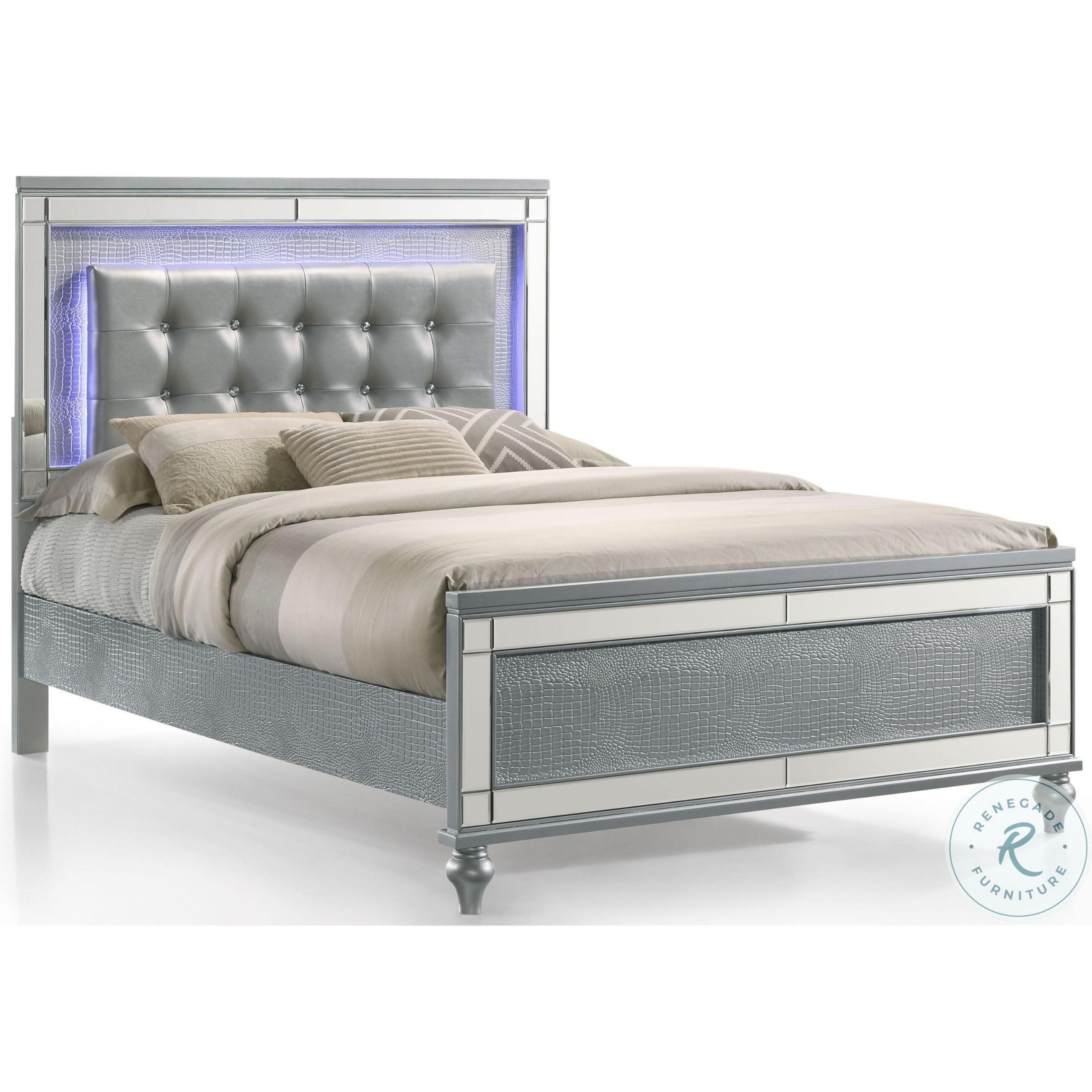Photo 1 of **BOX 1 OF 2 ONLY/CONTAINS ONLY FOOTBOARD AND SLATS**NEW CLASSIC HOME FURNISHINGS Valentino Silver Queen BED