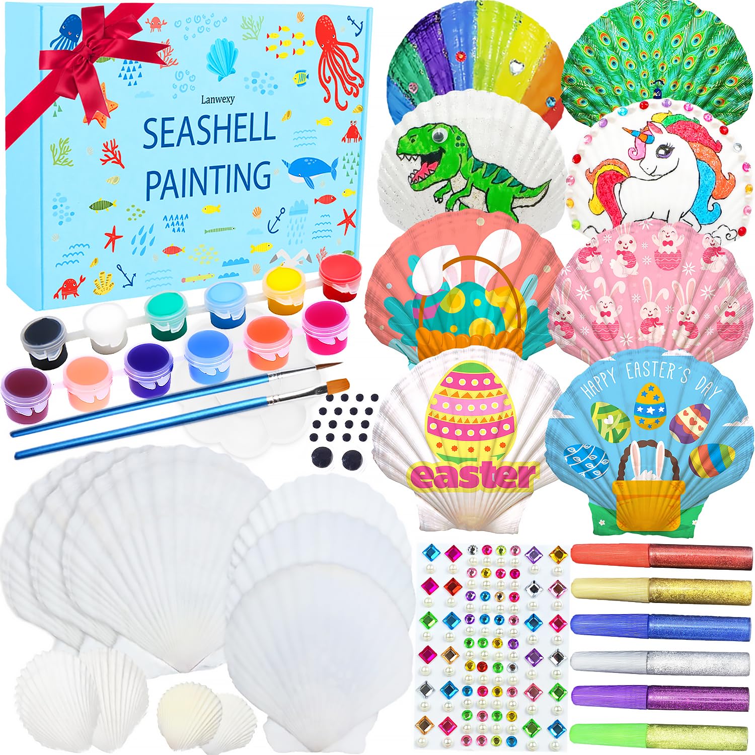 Lanwexy Sea Shell Painting Kit for Kids DIY Painting Present for Girls Boys Art and Craft Kits for Age 4 5 6 7 8 9 10 11 12 13 Year Old Birthday Day Father Day Gifts Halloween