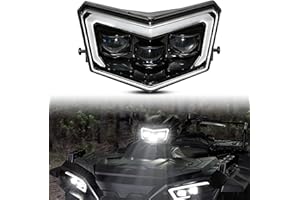 SAUTVS LED Head Light Assembly for Polaris Sportsman 2017-2025, LED Headlight Pod Light Front Lamp with High Beam DRL Halo Rings for Polaris Sportsman XP 1000 850 570 450 2017-2025 Accessories (1PCS)