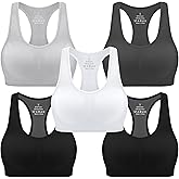 MIRITY Women Racerback Sports Bras - High Impact Workout Gym Activewear Bra Pack of 5