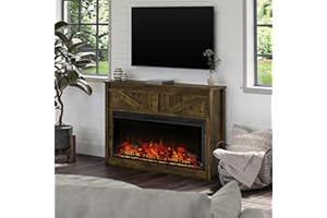 Ameriwood Home Farmington Wide Modern Farmhouse Mantel with Electric Fireplace, 49", Century Barn Pine