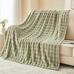 NEWCOSPLAY Twin Blanket for Couch Sage Green Super