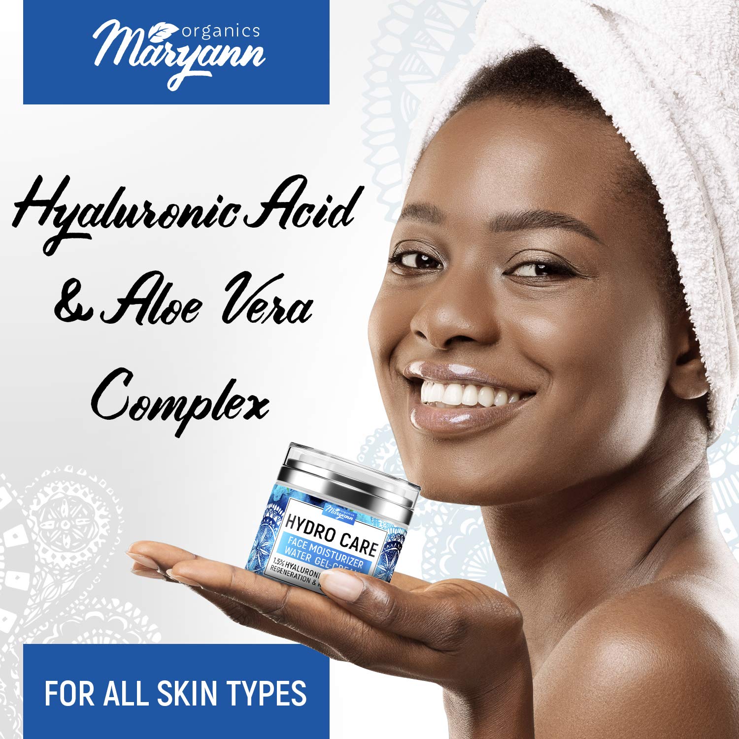 Water Gel Cream - Water Based Face Moisturizer Collagen Cream - Made in USA - Hyaluronic Acid Face Hydrating Moisturizer - Regeneration & Wrinkle Repair Cream for Moisture Boost - 1.7 fl oz: Beauty