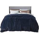 Bedsure GentleSoft Fluffy Navy Blue Blankets Queen Size for Bed, Thick Sherpa Fleece Faux Fur Fuzzy Plush Winter Warm Soft Full Queen Blankets, Bedroom Decor Blue Gifts for Women Men, 90x90