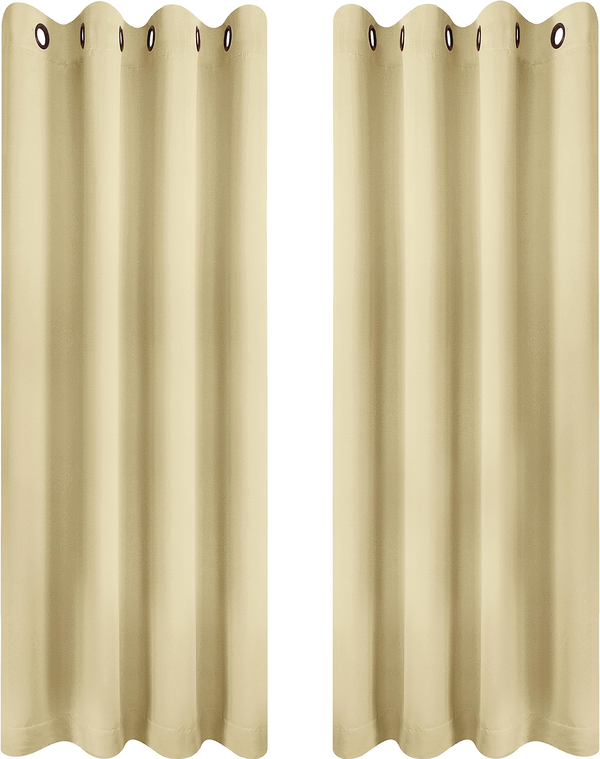 Utopia Bedding Blackout Curtains Grommet Thermal 2 Panels Drapes [Beige, 55 x 69 Inches] Sound Insulated Curtain for Bedroom and Living Room