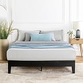 Mellow Naturalista Grand 12 Inch Solid Wood Platform Bed with Wooden Slats, Easy Assembly, Queen, Black