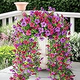 ZFProcess Artificial Hanging Flowers Plants for Outdoor Spring Summer Decoration, 2PCS Faux Silk Daisy UV Resistant Look Real for Outside Home Indoor Planter Porch Garden Yard Decor(Light Purple Red)