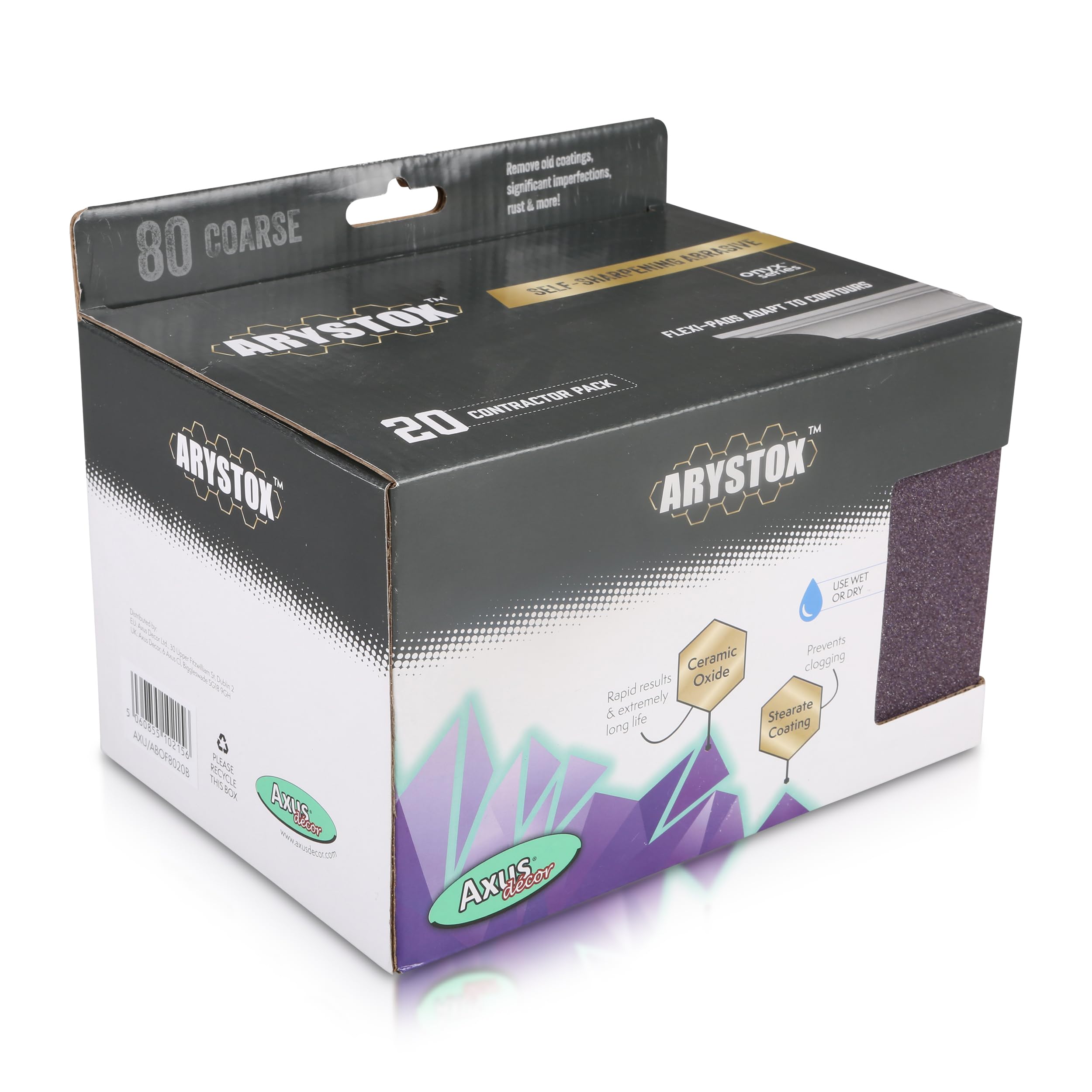 Axus Decor Arystox Ceramic Flexi Pads - Pack of 20, 80 Grit - Non-Stick Stearate Coating & High-Density Foam - Superior Finish on Wood, Metal & More, Ideal For Professional Painter's & DIY enthusiasts