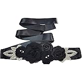 Lauthen.S Sash Belt with Flowers Pearls Rhinestone for Wedding Bride/Baby Shower Dress