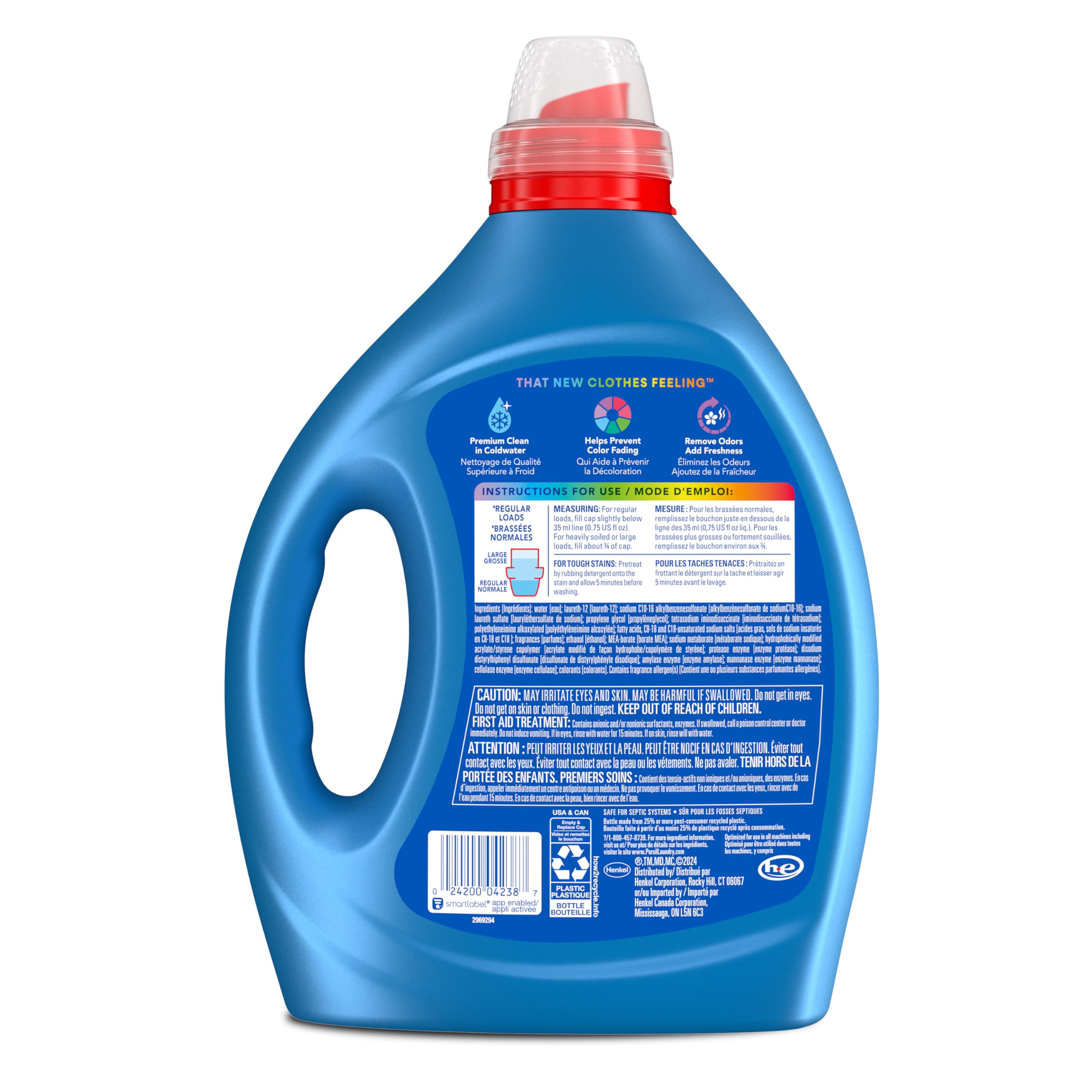 Persil Intense Fresh Everyday Clean, Liquid Laundry Detergent, High Efficiency (HE), Deep Stain Removal, 2X Concentrated, 82.5 fl oz, 110 Loads