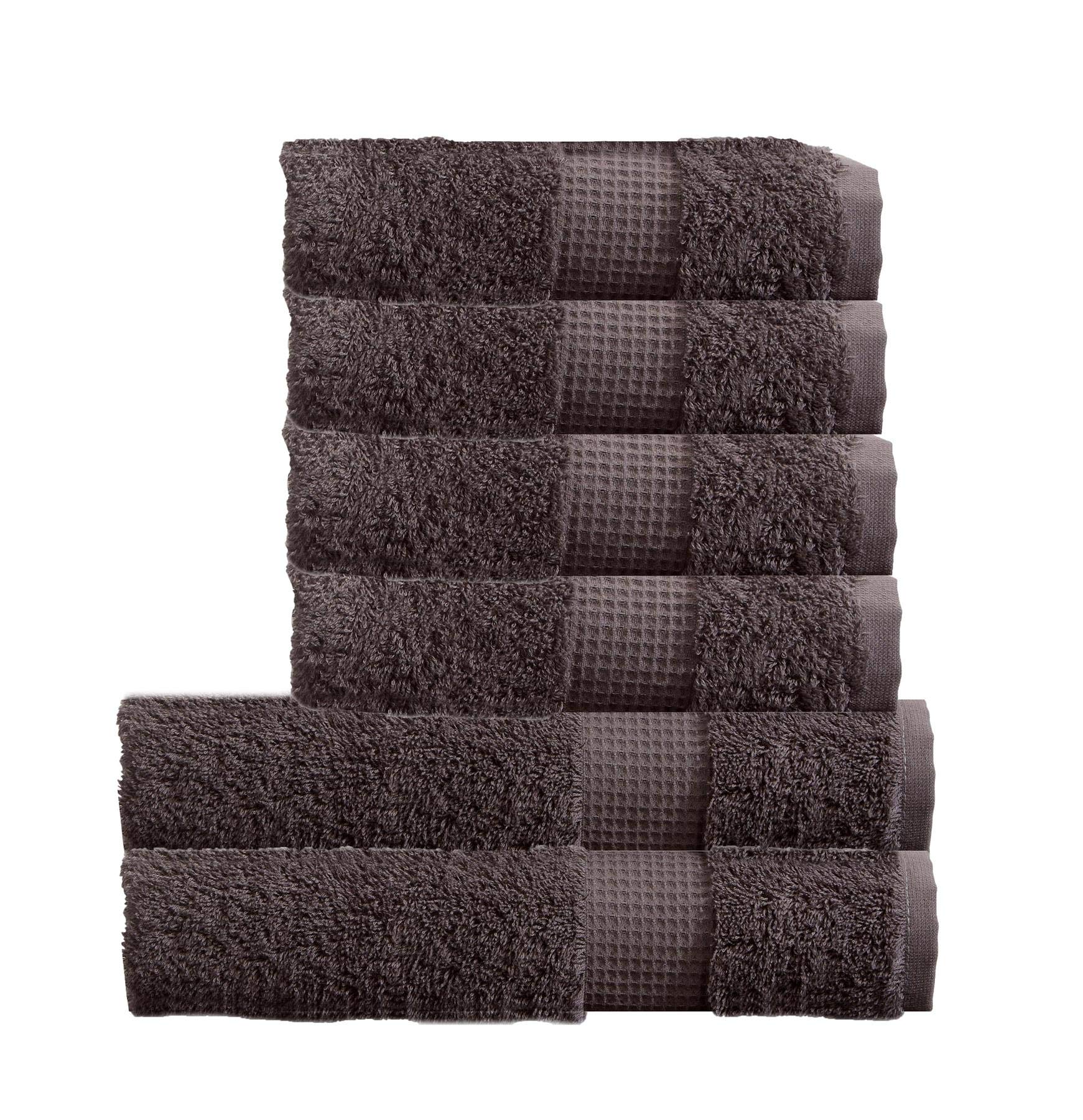 Olivia Rocco Egyptian Cotton Towels Home Bathroom Towel Set Bale Fade Resistant 700gsm Luxe Collection Bales Bath Sets, 2 Bath and 4 Hand Towels Charcoal