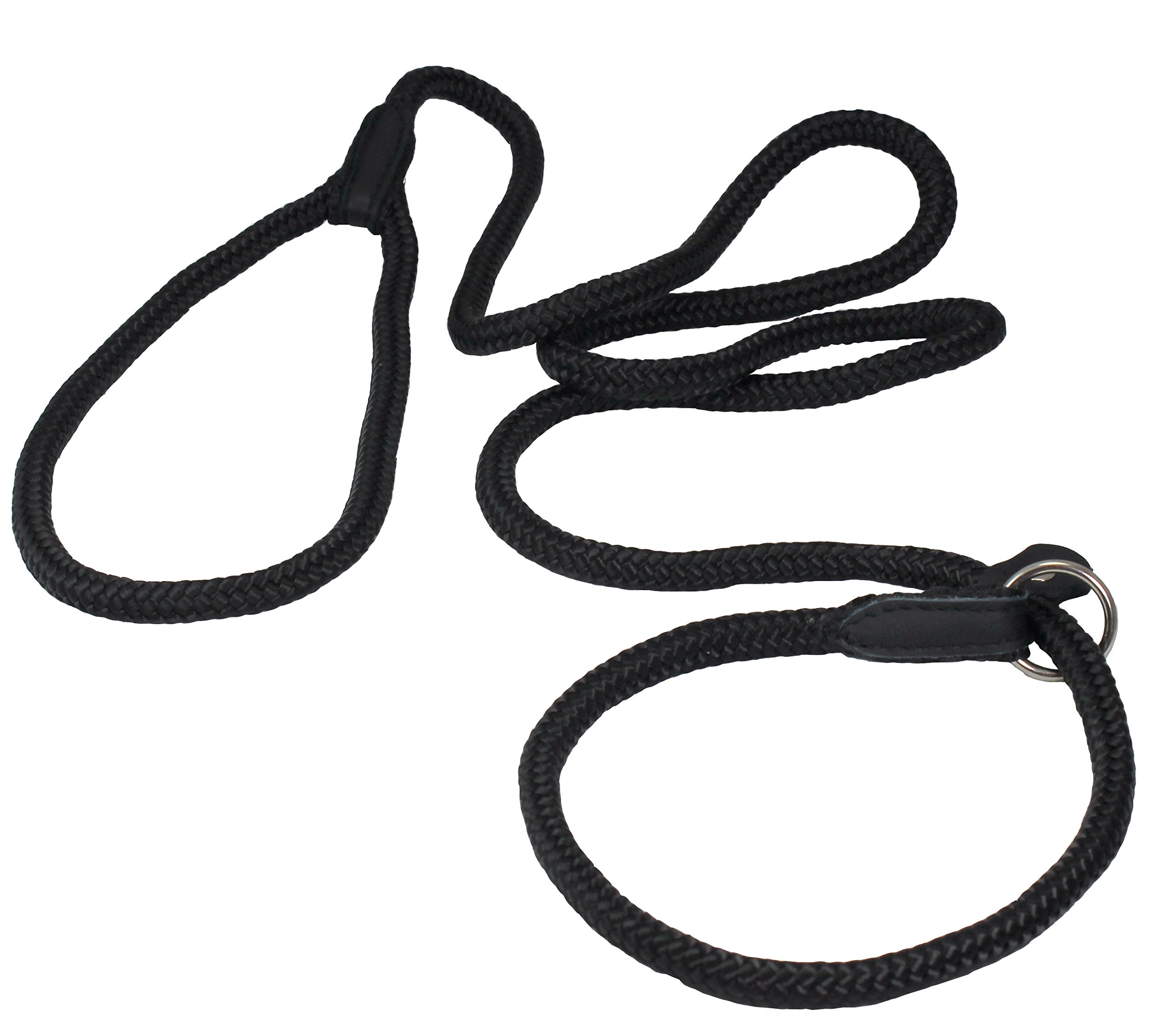 Dogs My Love Nylon Rope Slip Dog Lead Collar and Leash British Style 4ft Long (Medium: 3/8" (8mm), Black)