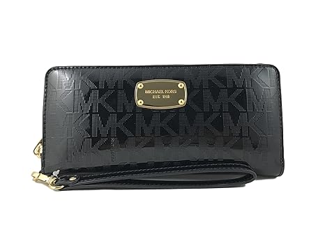 michael kors black zip around wallet
