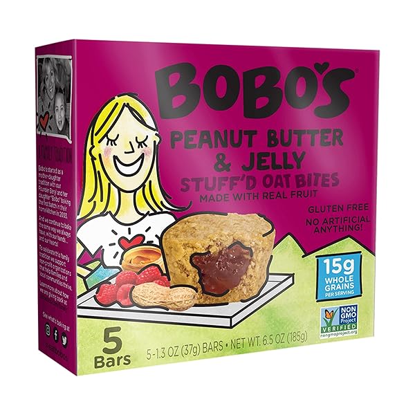 BOBO’S OAT BITES, PEANUT BUTTER & JELLY STUFFED, 1.3 OUNCE (5 COUNT BOX)