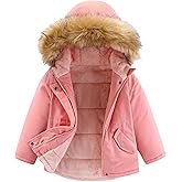 M2C Girls Fleece Lined Puffer Jacket with Faux Fur Trim Hooded Winter Coat