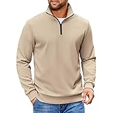 COOFANDY Mens Quarter Zip Pullover Sweatshirts Lightweight Long Sleeve Mock Neck Sweater Polo