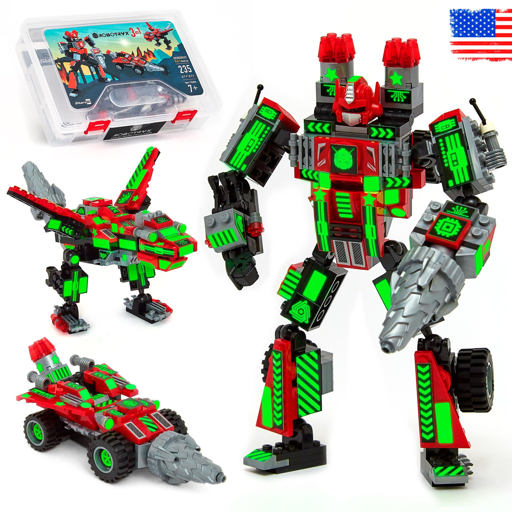 Jitterygit Mech Robot Super Hero Action Figure Xmas Gift Toy Set, Best STEM Building Creative Bricks For Birthday Space Army Warrior For Kids Boys Girls 6 7 8 9 10 Year Old