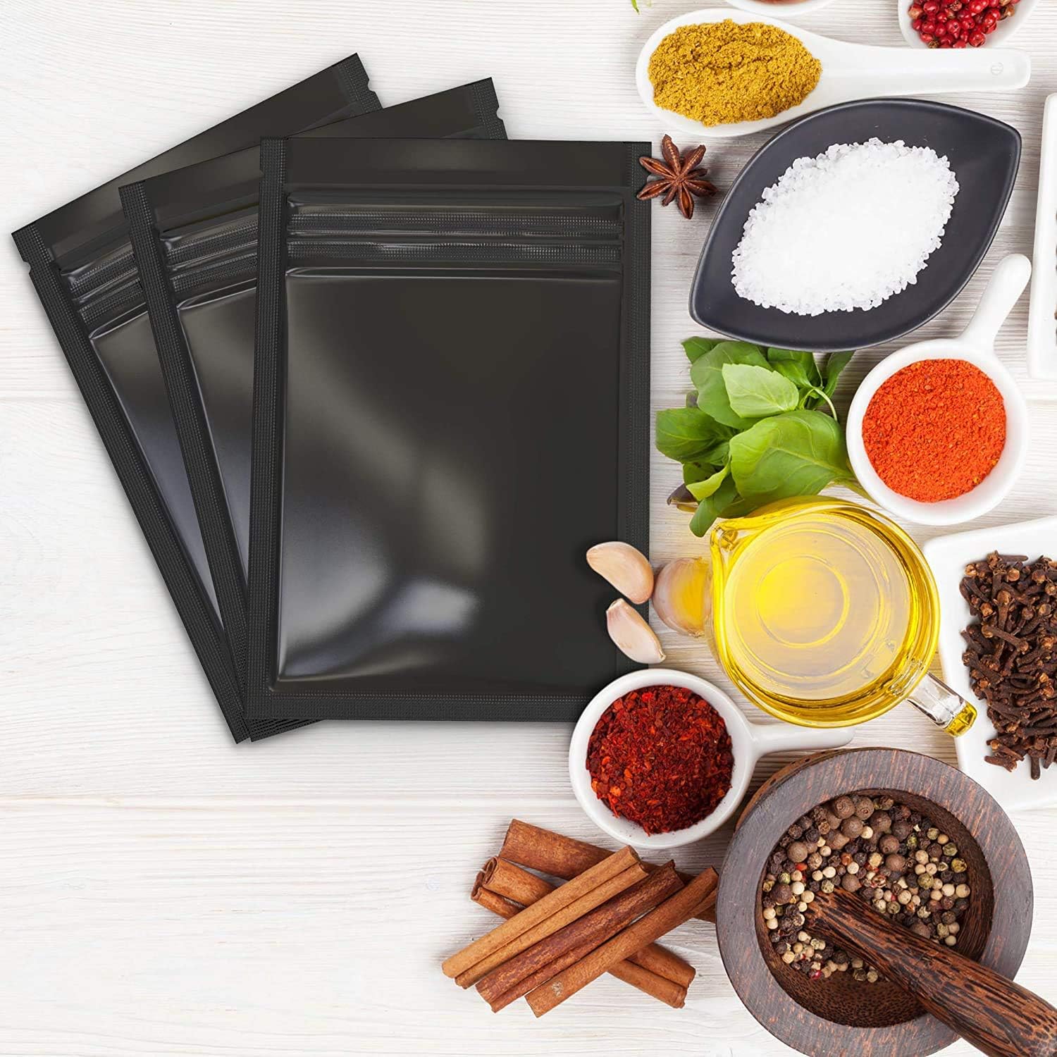 4x6 Inch Resealable Ziplock Mylar Bags 100 pcs Plastic Aluminum Material Resealable Bags for Candy Food Coffee Beans Snacks (Black)