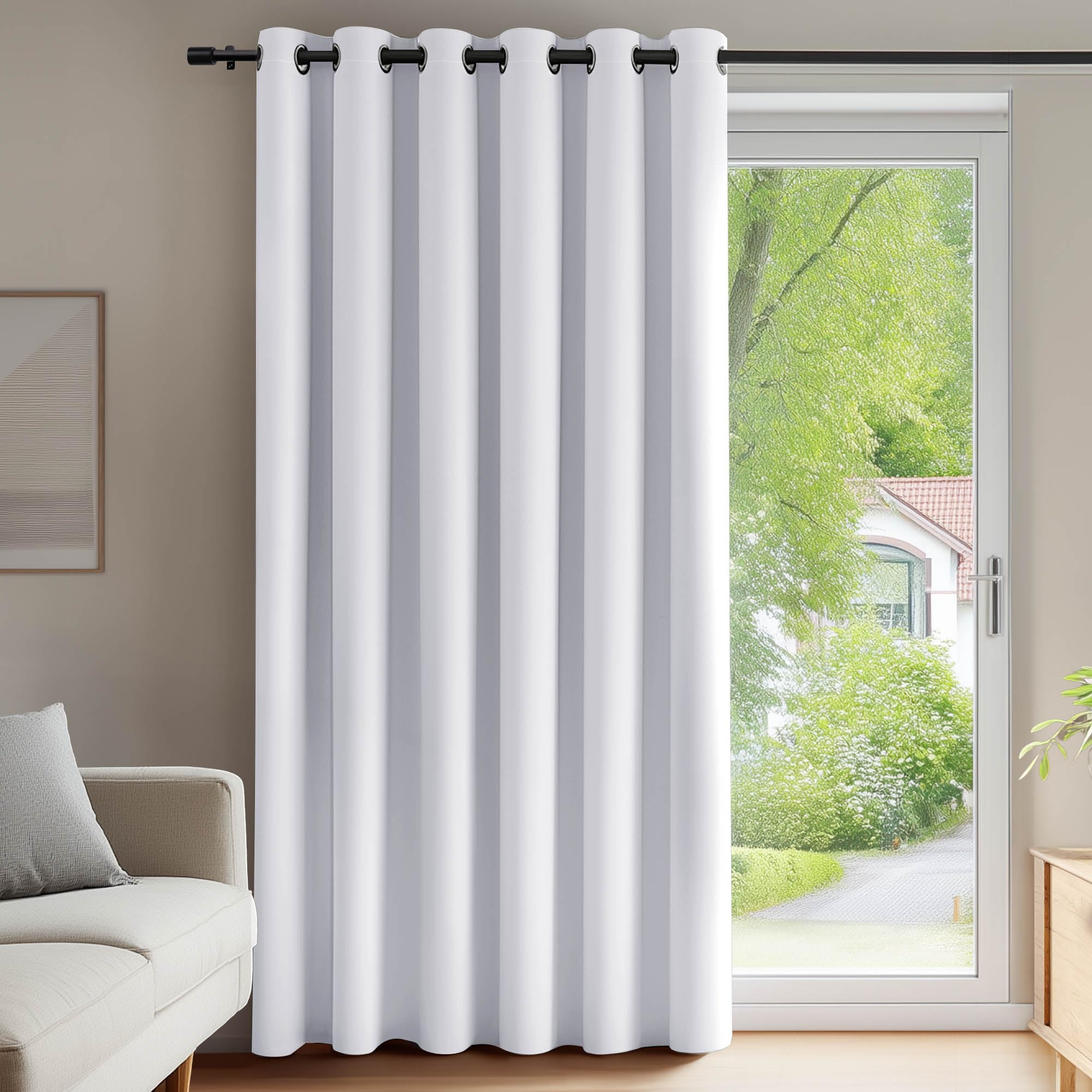 Deconovo Eyelet Room Darkening Solid Noise Reduction Door Curtain - Thermal Curtain, Wide Width, 80 x 84 Inch, Silver Grey, 1 Panel