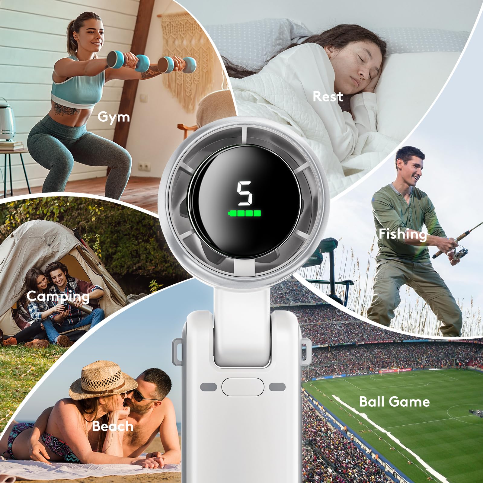 Portable Handheld Mini Fan, Foldable Powerful Winds Turbo Fan, 10000mAh Battery & 50000RPM Speed, USB Rechargeable Personal Fans with 5 Speed, Digital Display For Women Men Travel Camping Outdoor