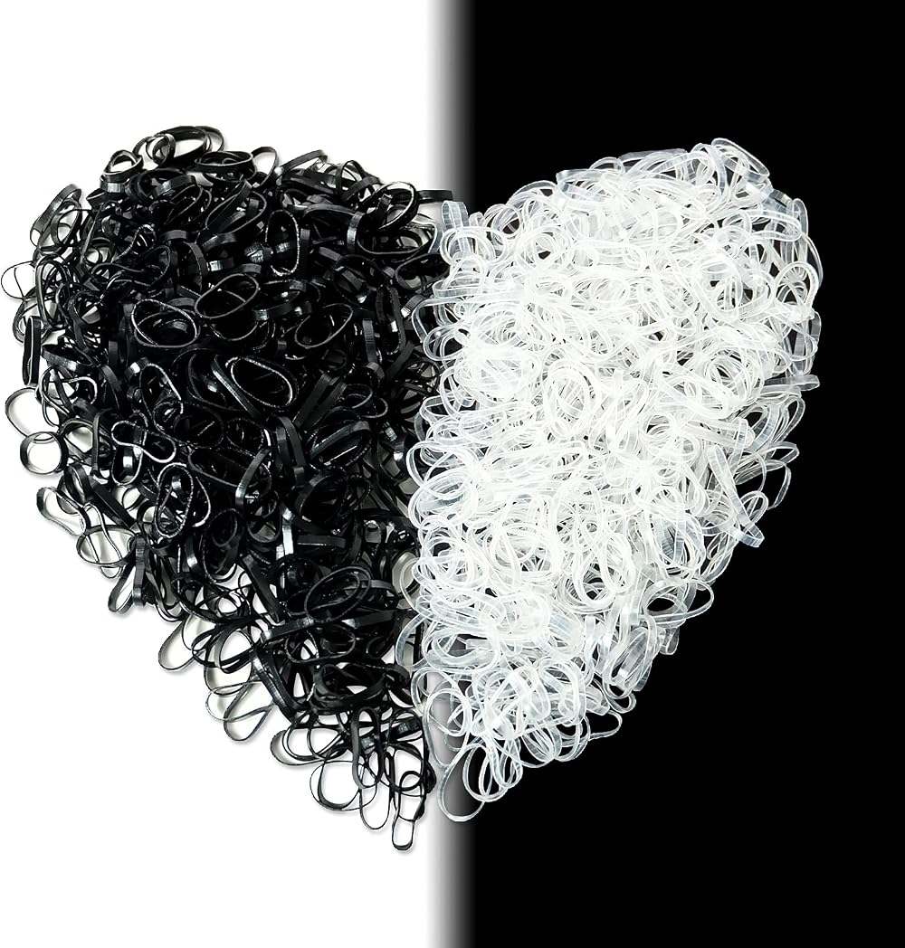 Hanyousheng Elastic Hair Bands 1000 Pieces Black White Mini 1.5cm Diameter