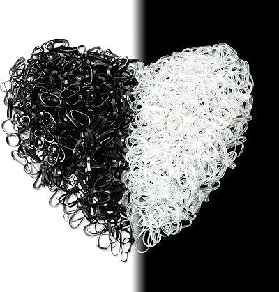 Hanyousheng Elastic Hair Bands 1000 Pieces Black White Mini 1.5cm Diameter