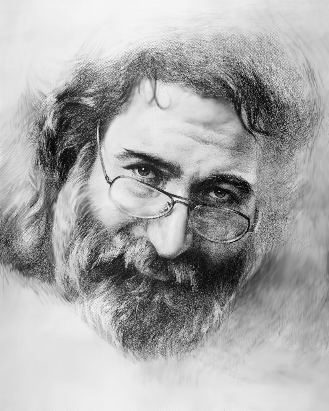 Jerry Garcia Handmade Pencil Drawing Poster By Artist