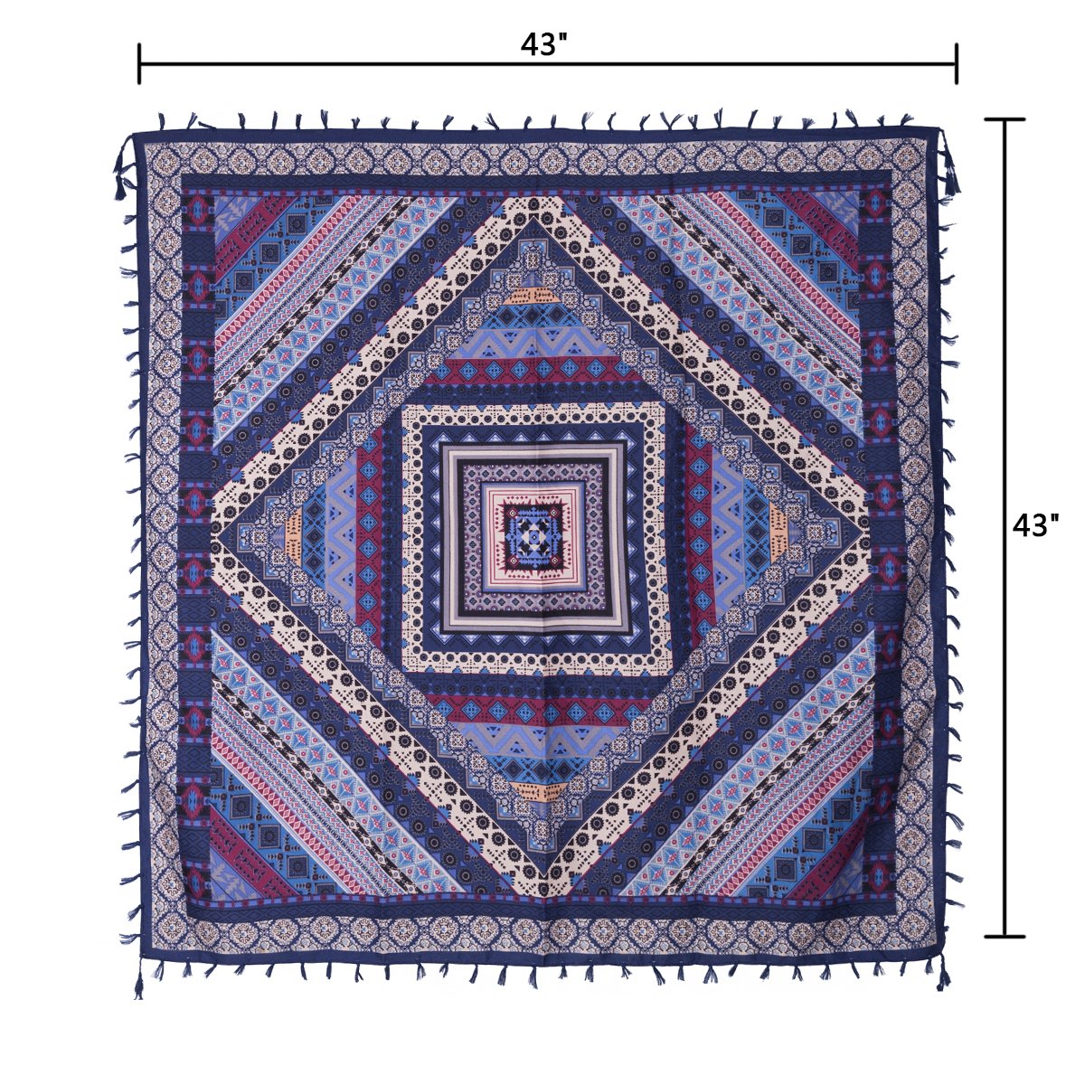 EVRFELAN Women Boho Scarf Tassel Shawl Tapestry Tablecloth Beach Towel Picnic Throw Wall Hanging Yoga Mat Ladies Cotton Scarves by Popular Handicrafts (Blue2)