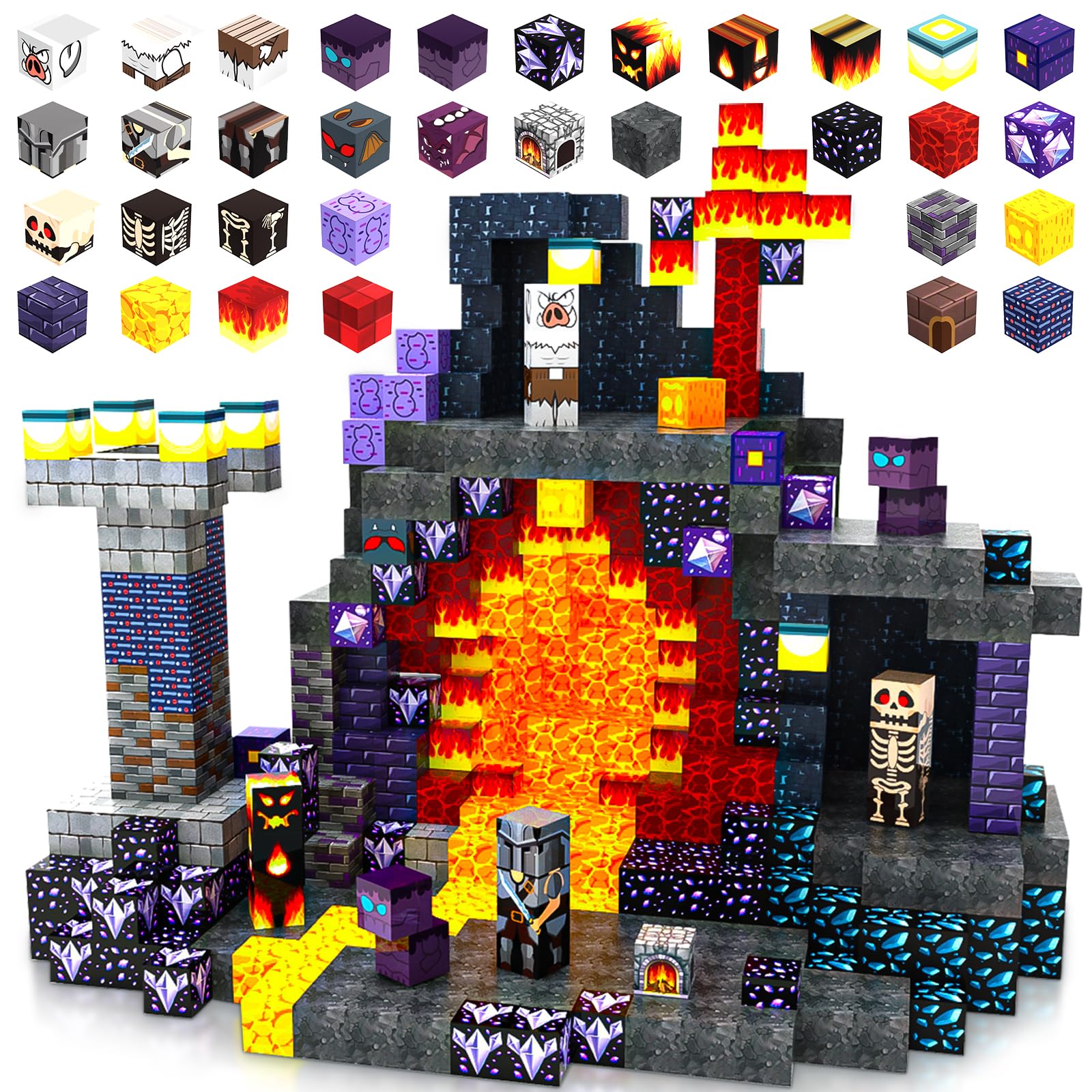 Photo 1 of **FACTORY SEALED**SHXYKZ 150 PCS Magnetic Blocks Toys for Kids, Dungeon-Themed Building Blocks, Stacking Magnets, STEM Montessori Sensory Toys for Boys and Girls Age 3 4 5 6 7 8 9 10 Gifts