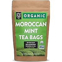 FGO Organic Moroccan Mint Green Tea, Eco-Conscious Tea Bags, 100 Count