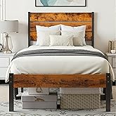 Simple Deluxe Twin Size Bed Frame with Headboard & Footboard, Metal Platform Bed Frame with Wooden Slats, Heavy Duty Mattress Foundation, No Box Spring Needed, Easy Assembly