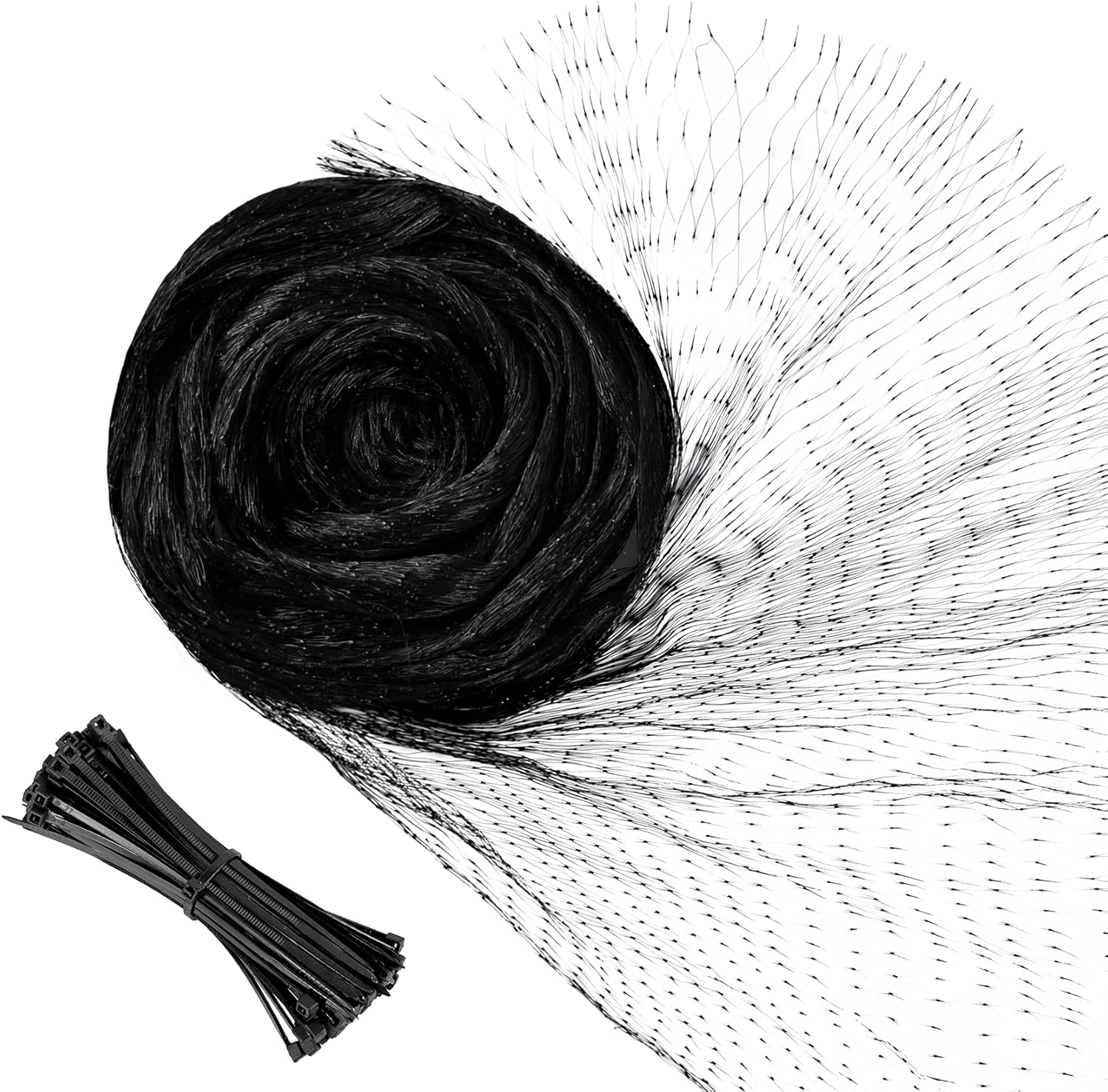 YHmall Bird Netting, Reusable Nylon Garden Netting with 50 Pcs Cable Ties, Fruit Tree Netting with 0.6 Inch Square Mesh Protect Plants and Fruit Trees from Birds and Wildlife (Black, 13 x 16 Ft)