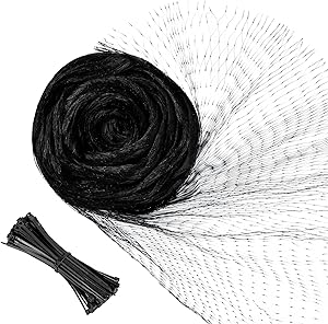 YHmall Bird Netting, Reusable Nylon Garden Netting with 50 Pcs Cable Ties, Fruit Tree Netting with 0.6 Inch Square Mesh Protect Plants and Fruit Trees from Birds and Wildlife (Black, 13 x 16 Ft)