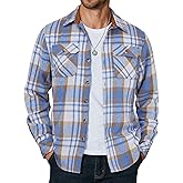 COOFANDY Men's Long Sleeve Flannel Shirts Jacket Fashion Plaid Jackets Casual Button Down Shirt with Pockets