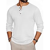 Ekouaer Mens Henley Long Sleeve Shirts Waffle T-Shirt Lightweight Thermal Undershirts S-XXL