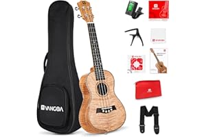 Vangoa Concert Ukulele 23 inch Ukelele Kit Arm Rest Ukulele Okoume Wood Four String Wooden Hawaiian Starter Uke for Beginners Professional Adults