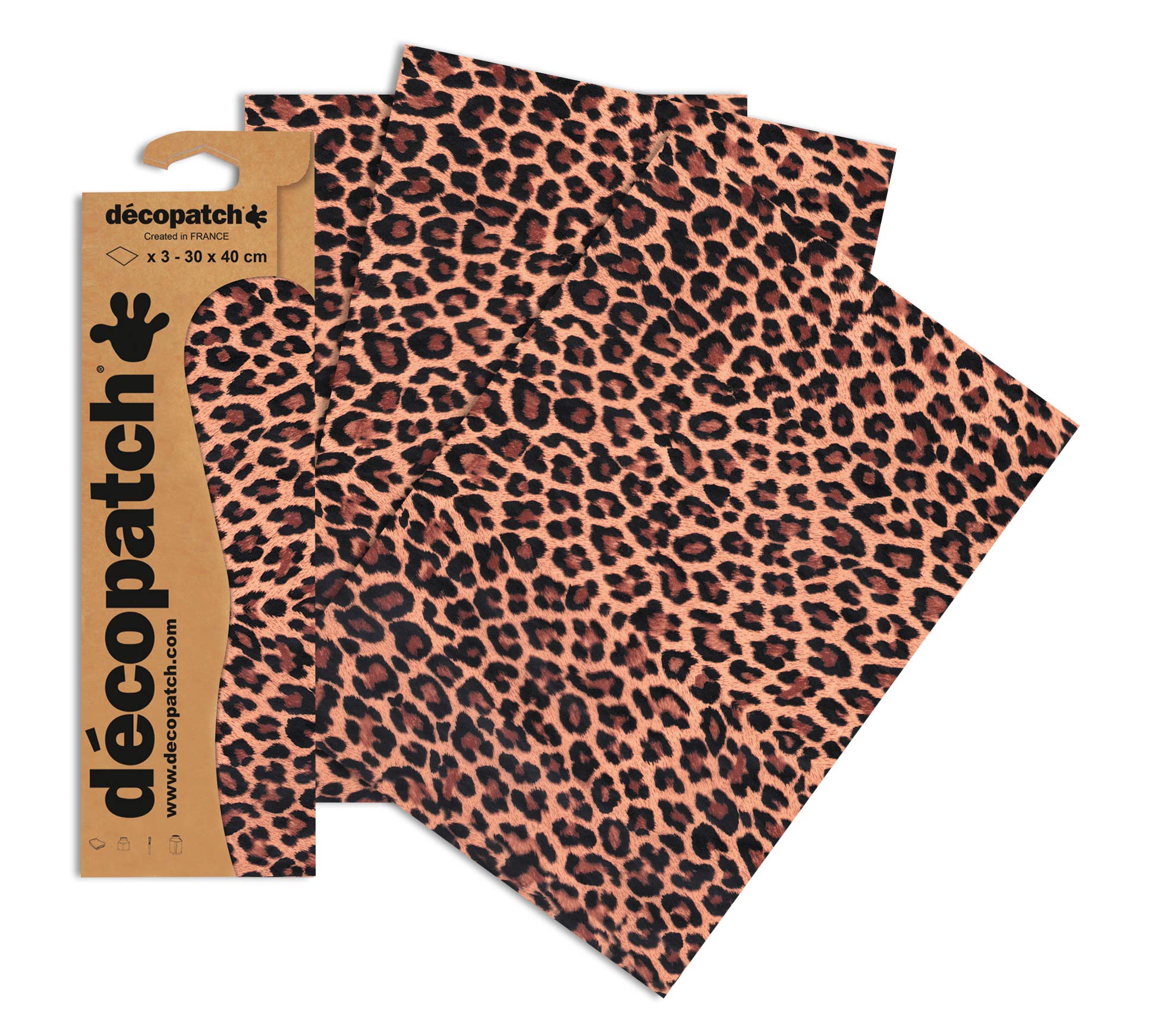 Décopatch Animal Leopard Print Paper, 30x40cm (Pack of 3 sheets)