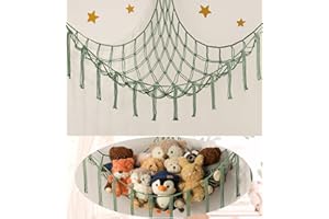 mirolam Stuffed Animal Hammock-Large Stuffed Animal Net For ToysCorner-Hanging Stuff Animal Toy Storage Organizer For Plush PlushieDisplay Yellow Girl Room Bedroom Boho Nursery Decor Toy Storage