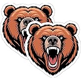 Angry Bear Sticker 4 Inch 2-Pack - Waterproof Vinyl Decal for Laptop Water Bottle Car Tumbler - Durable Aesthetic Long-Lasting Stickers for Adults ID45039