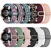 Easuny 12 Pack Stretchy Bands Compatible with Samsung Galaxy Watch 7 6 5 4 FE 40mm 44mm Band, Galaxy 5 Pro 45mm, 6 Classic 47mm 43mm, 4 Classic 46mm 42mm, Active 2, 20mm Elastic Watch Strap for Women