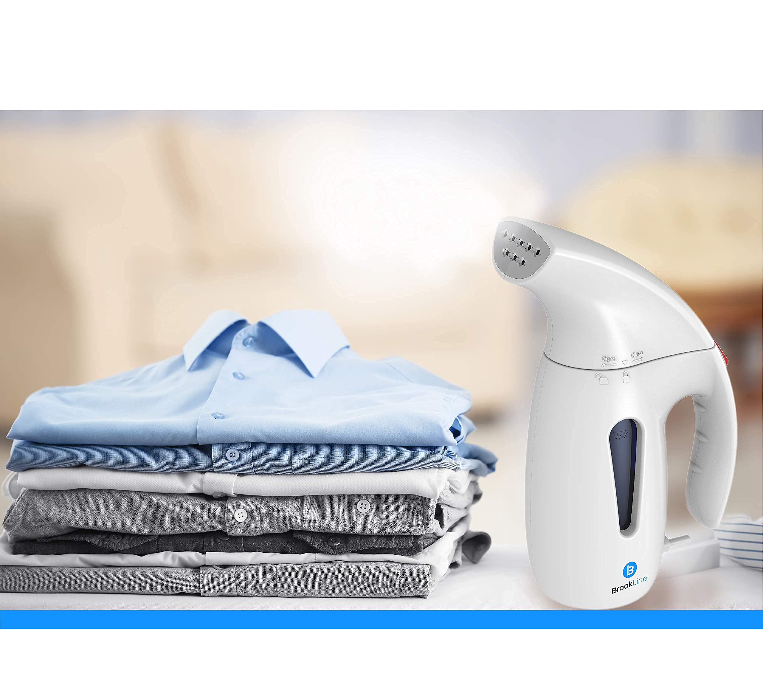 Brookline 800W Steamer for Clothes - Powerful Wrinkle Remover with 180ml High Capacity (White)