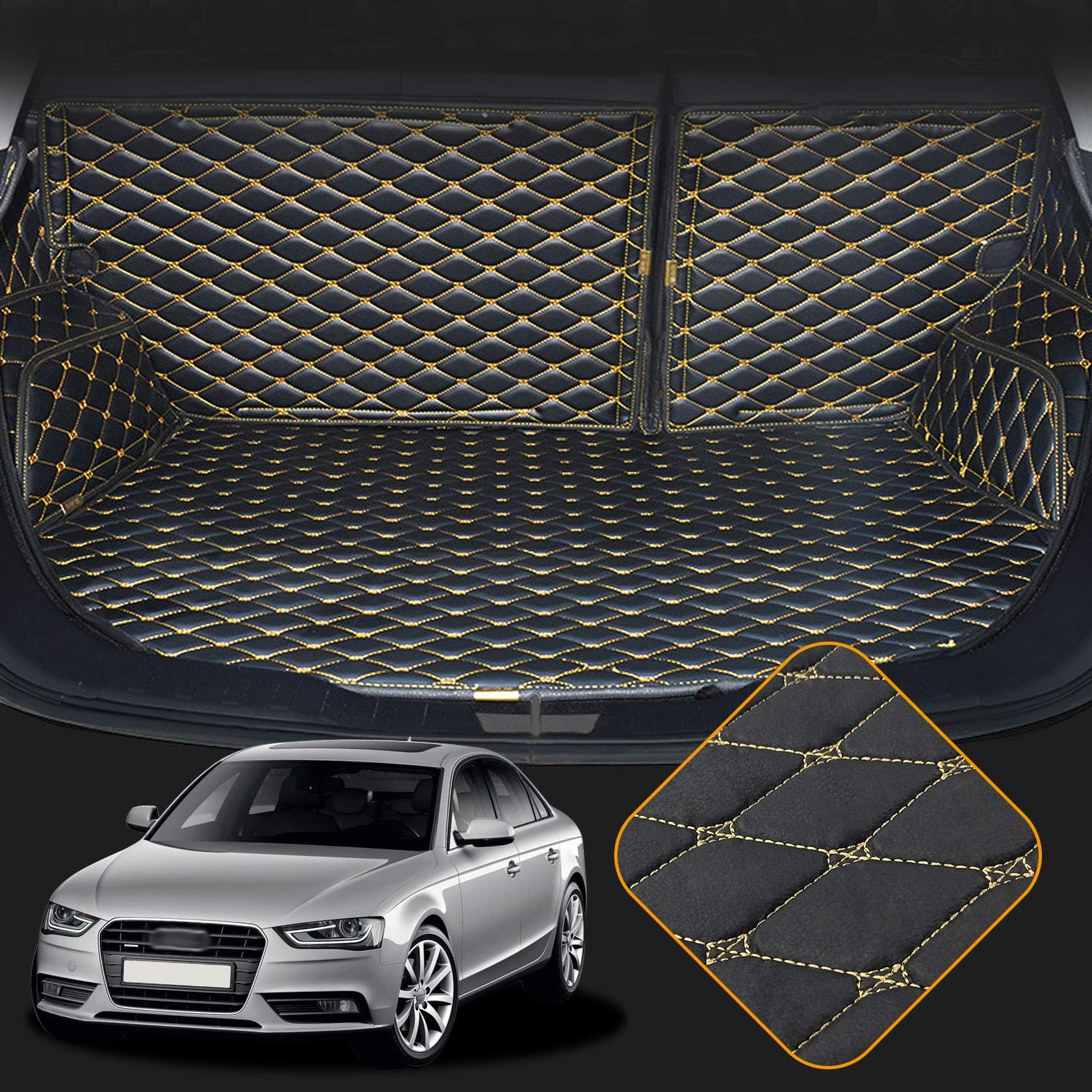 OREALTECH 3D Car Styling Storage Pad Carpet Trunk Protection Boot Mat Heavy Duty Cargo Tray Liner XPE Leather for Audi A4 8K2 B8 8KH 8K5 8H7 B6 8HE B7 2009-2014