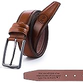 YEWBEE Top Grain Genuine Leather Belt for Men, Custom Engraved Gift for Wedding, Anniversary, Groom or Valentines