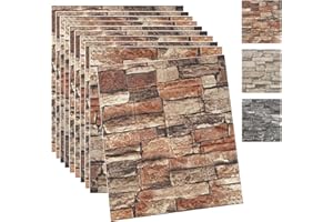 Yutianli 20PSC 3D Wall Panels Peel and Stick Faux Brick Wall Panels Self-Adhesive 3D Brick Wallpaper Foam Stone Wall Panel