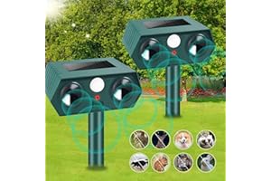 JAHY2TECH 2 Pack Solar Ultrasonic Animal Repellent 2024 Outdoor Cat Deterrent with Motion Sensor for Cat Deer Rabbit Squirrel Skunk Dog, Waterproof Deer Repellent Devices Skunk Repellent for Yard Lawn Garden