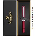 Scriveiner Red Rollerball EDC Luxury Pen, Stunning Pocket Pen with Chrome Finish, Cool Writing Pen, Best Pen Gift for Men & Women, German Schmidt Refill, Nice Present, Fancy Office Designer Pen Set