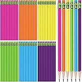 TecUnite 120 Pcs #2 HB Pencils with Eraser,Rainbow Colors | No 2 Unsharpened Hexagonal, Standard Lead for Scantron Tests, Classroom School Student Exam, Sketching, Art, Office